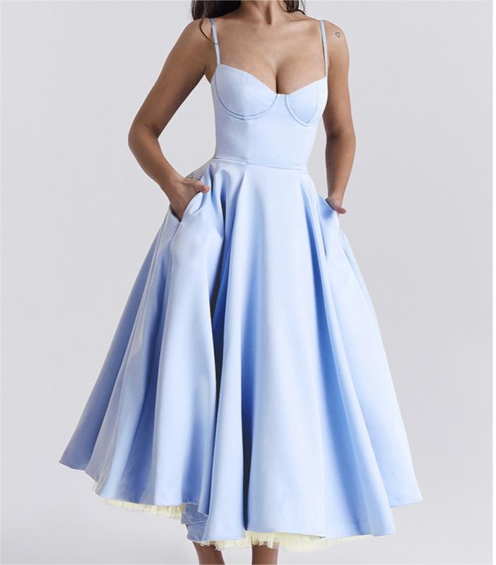 Petite Large Hem Dress With Mesh PCD11