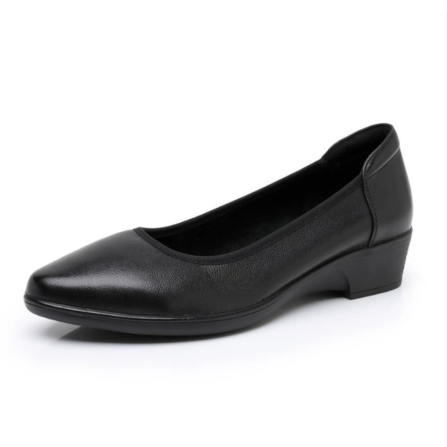 Petite Low Wedge Heel Leather Work Shoes TS190