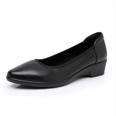 Petite Low Wedge Heel Leather Work Shoes TS190