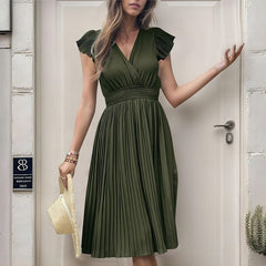 Petite Pleated Short Sleeved Dress PCD29