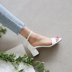 Ladies Petite Size Block Heels Ankle Strap Sandals SS109