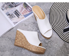 Petite Peep Open Toe Slip On Wedge Sandals AS14