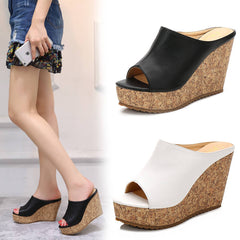 Petite Peep Open Toe Slip On Wedge Sandals AS14
