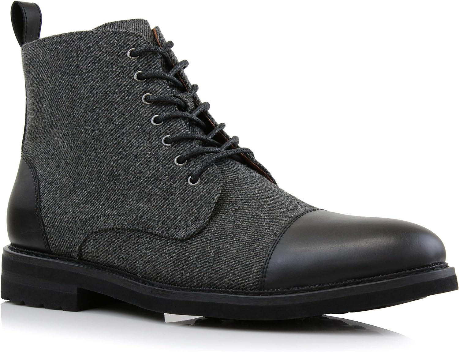 Men's Vegan Leather Grey Lace Up Ankle Dress Boots