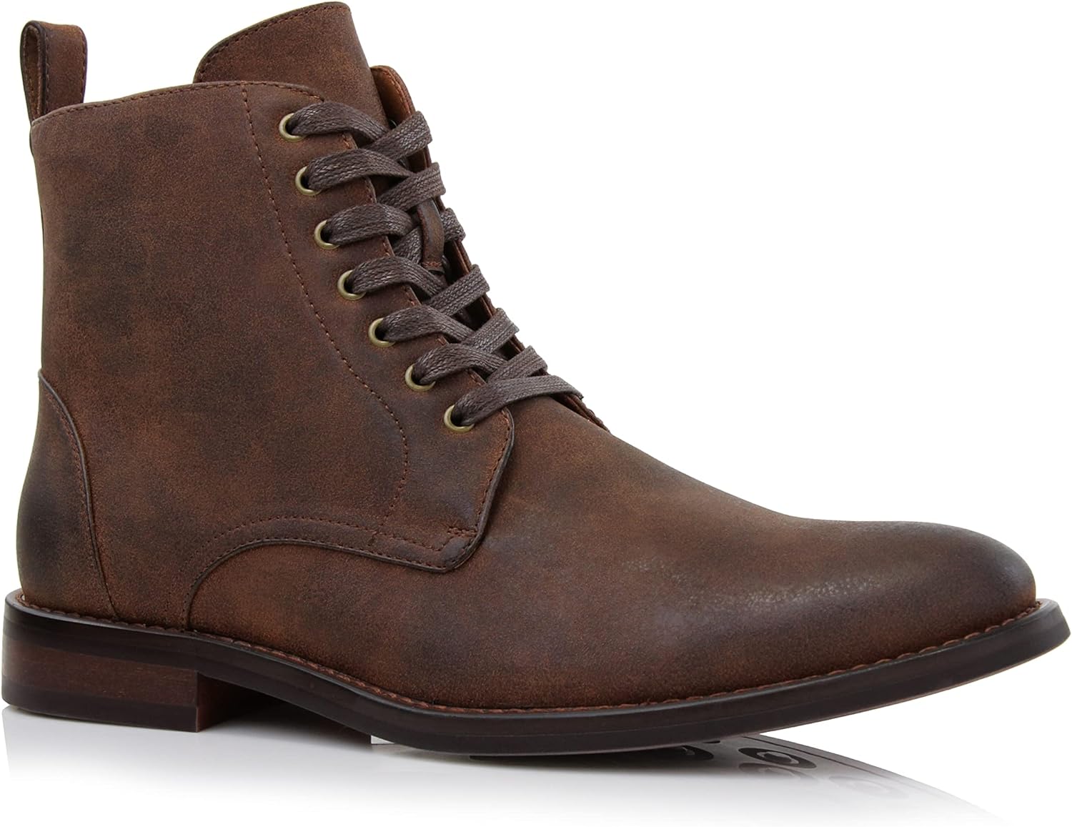 Men's Vegan Leather Grey Lace Up Ankle Dress Boots