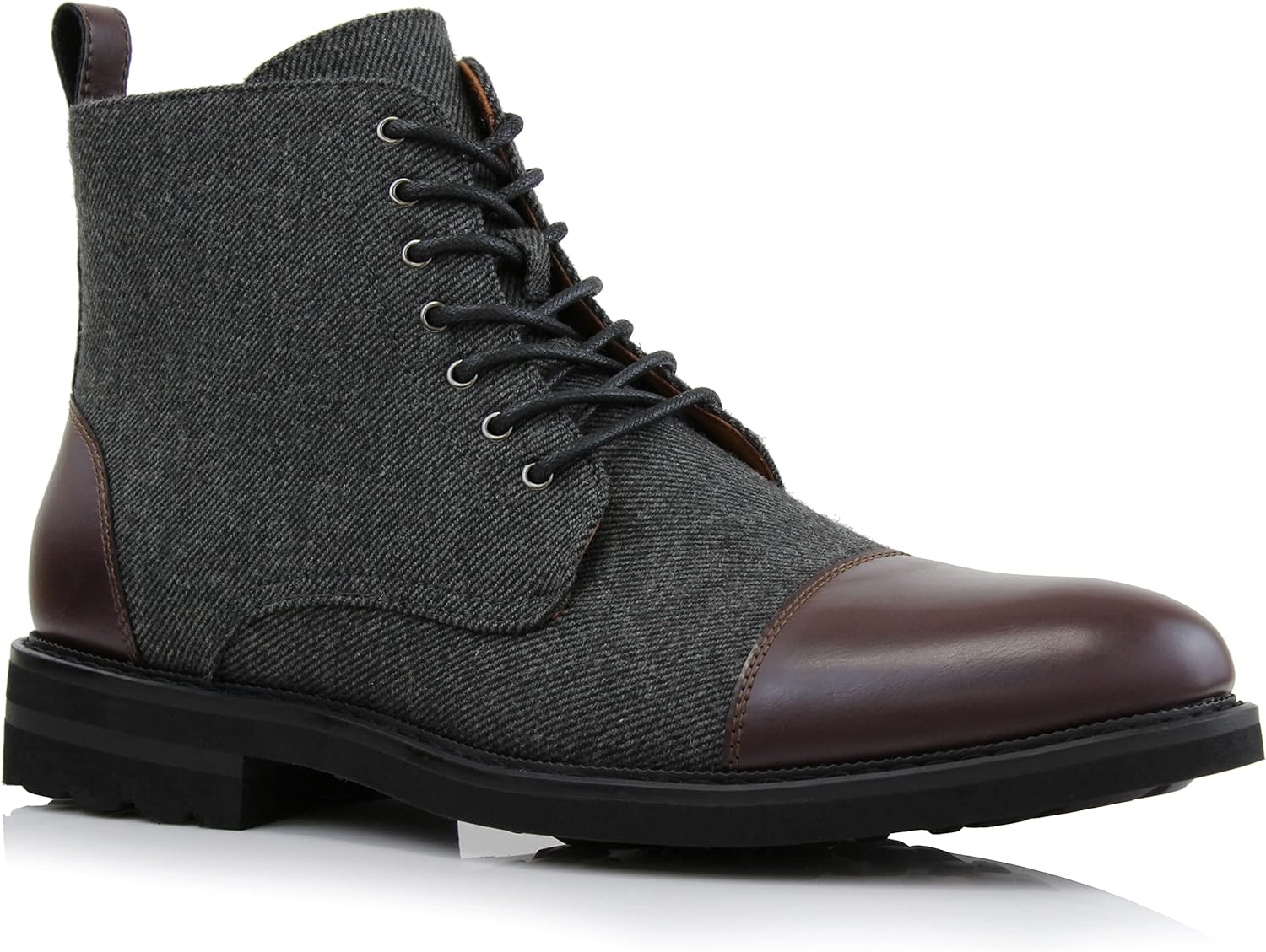 Men's Vegan Leather Grey Lace Up Ankle Dress Boots