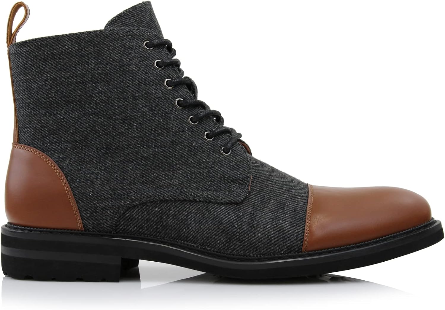Men's Vegan Leather Black Lace Up Ankle Dress Boots