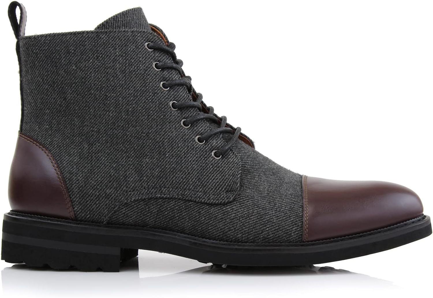 Men's Vegan Leather Grey Lace Up Ankle Dress Boots