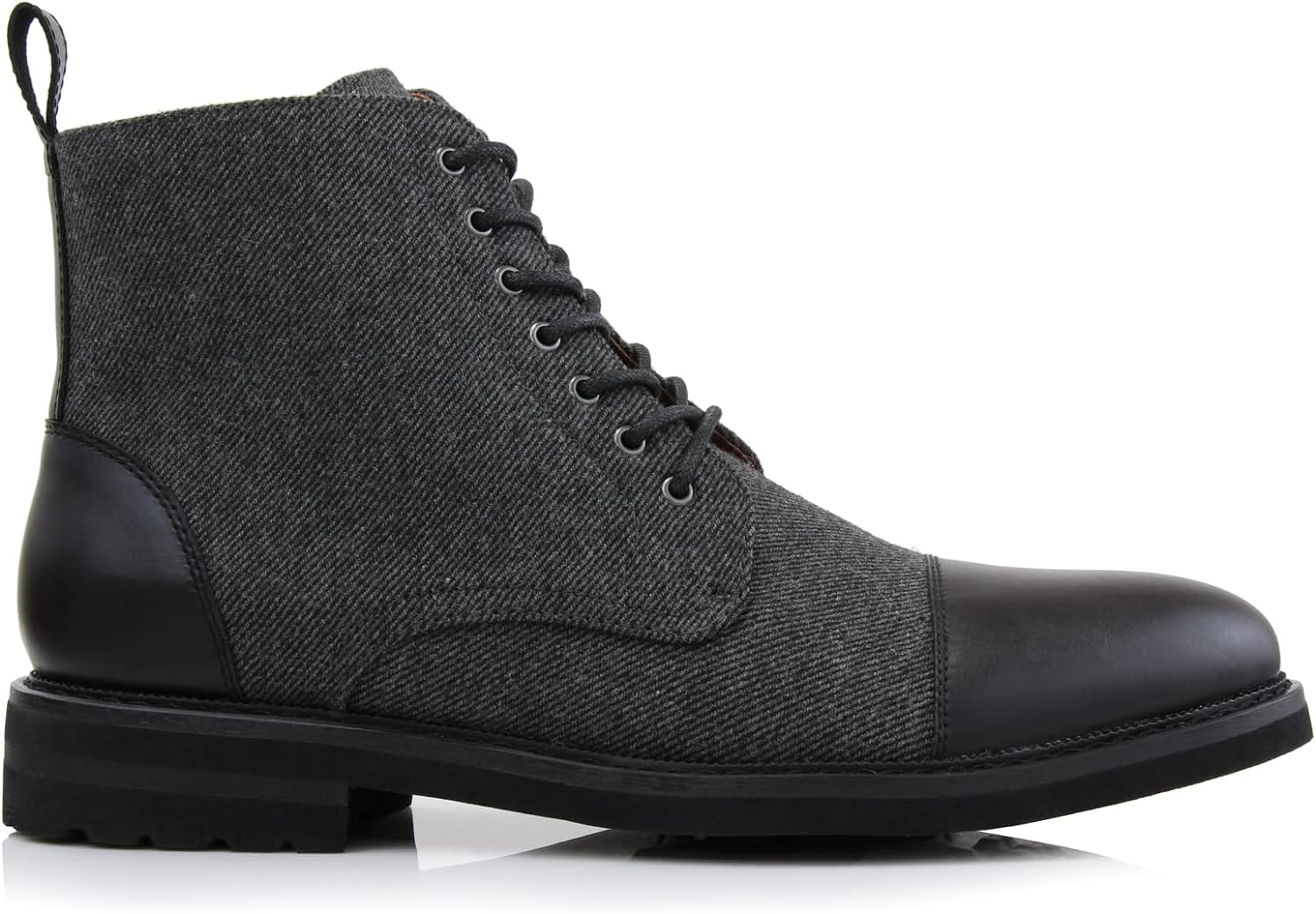 Men's Vegan Leather Grey Lace Up Ankle Dress Boots