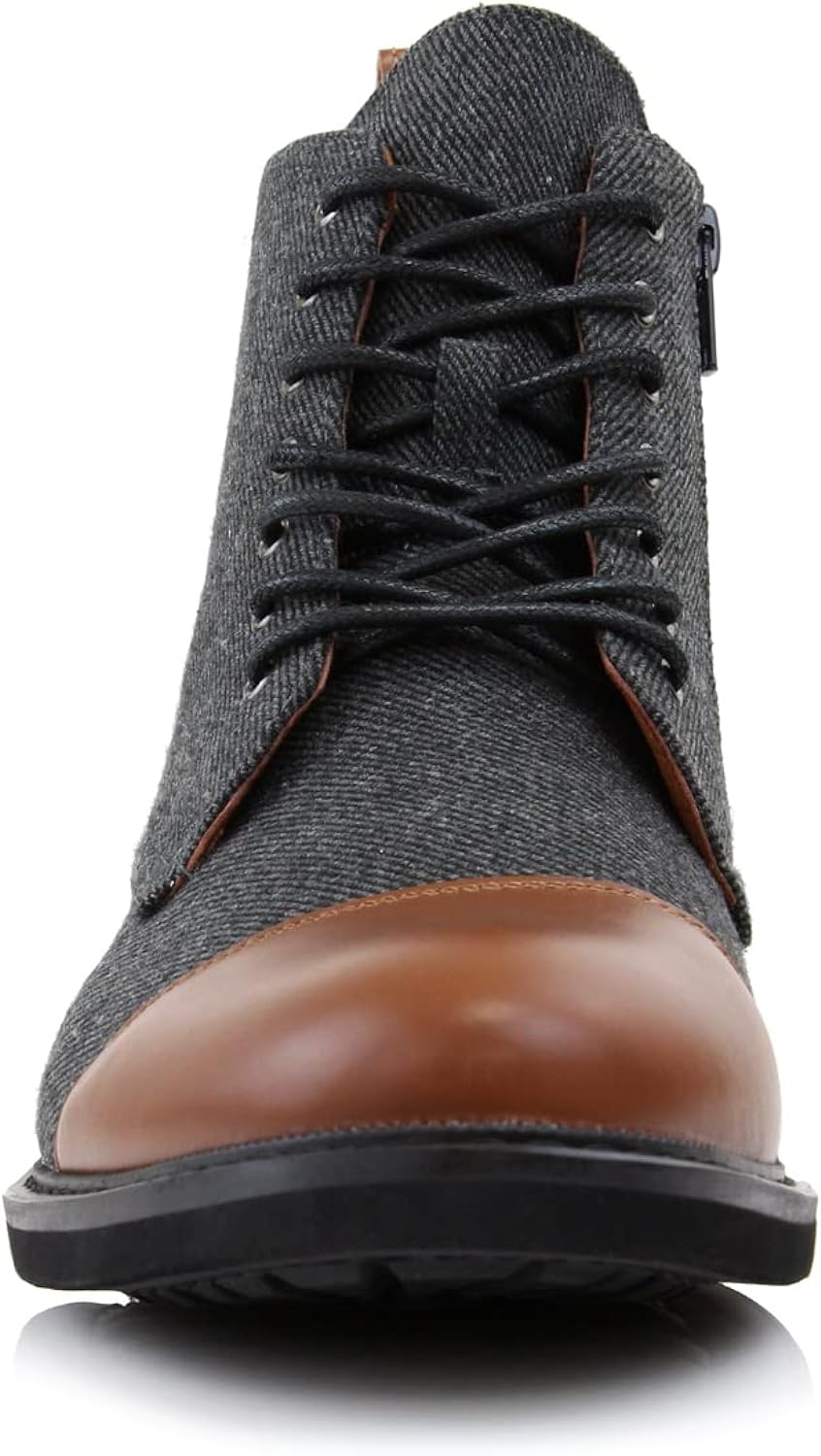 Men's Vegan Leather Black Lace Up Ankle Dress Boots
