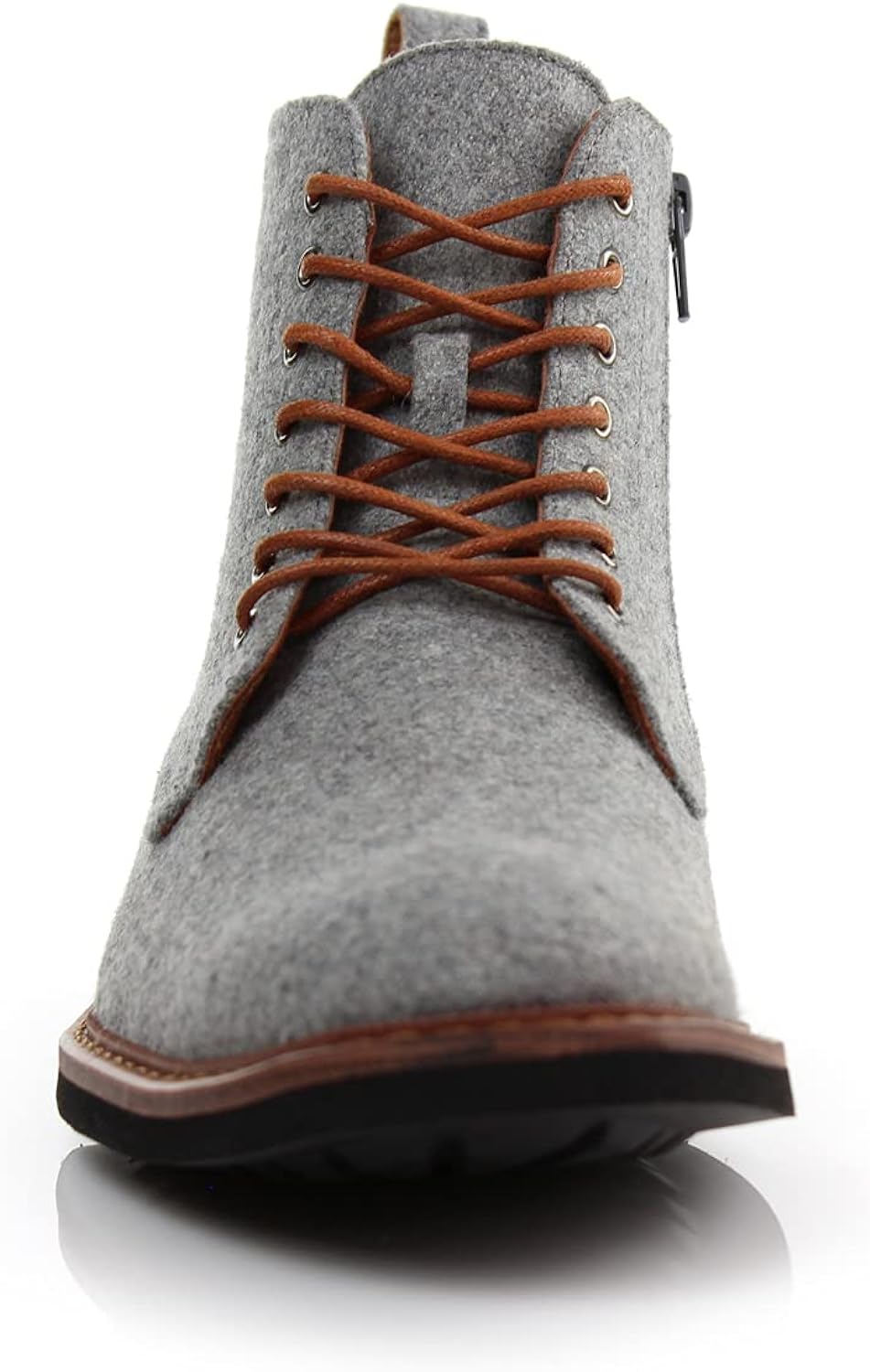 Men's Vegan Leather Grey Lace Up Ankle Dress Boots