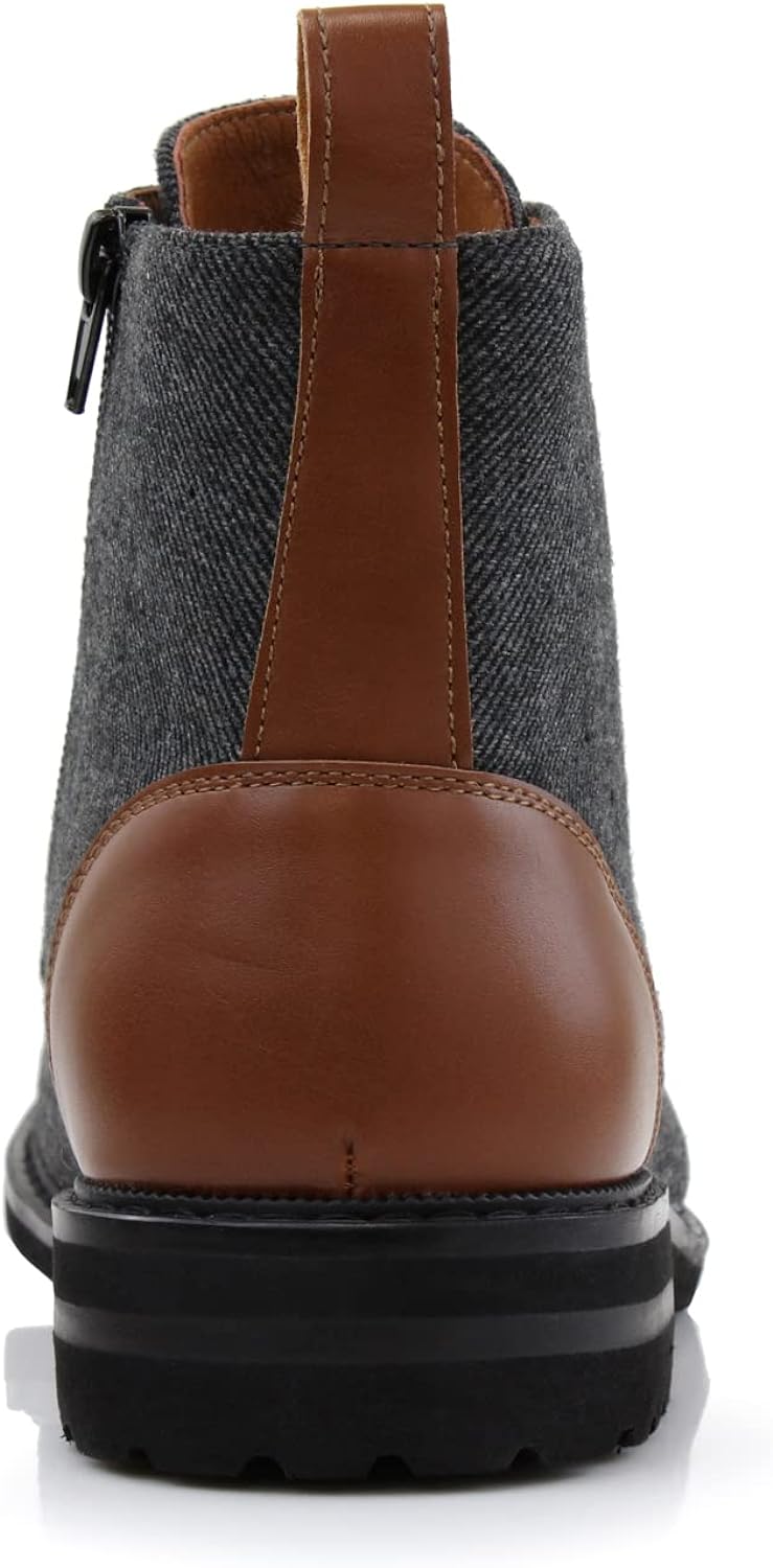 Men's Vegan Leather Grey Lace Up Ankle Dress Boots