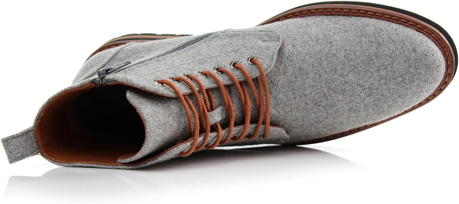 Men's Vegan Leather Grey Lace Up Ankle Dress Boots