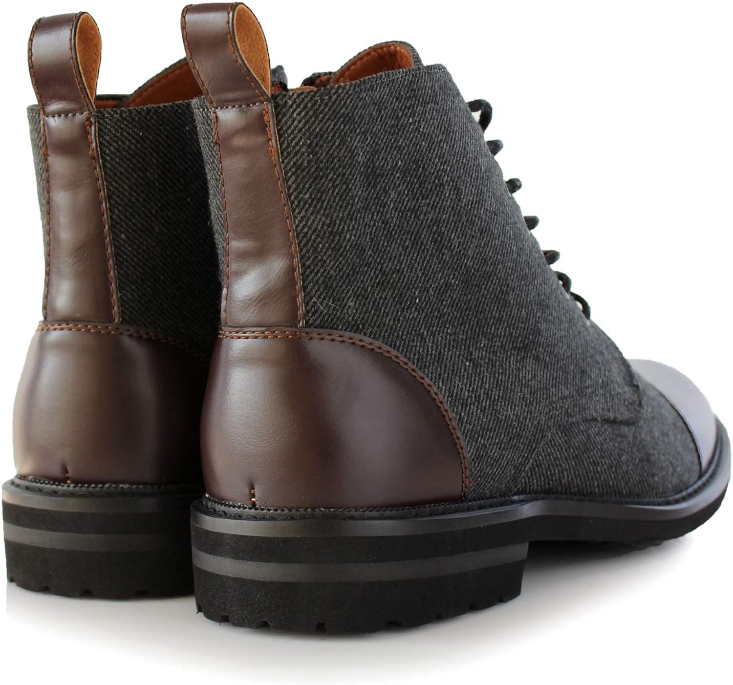 Men's Vegan Leather Grey Lace Up Ankle Dress Boots