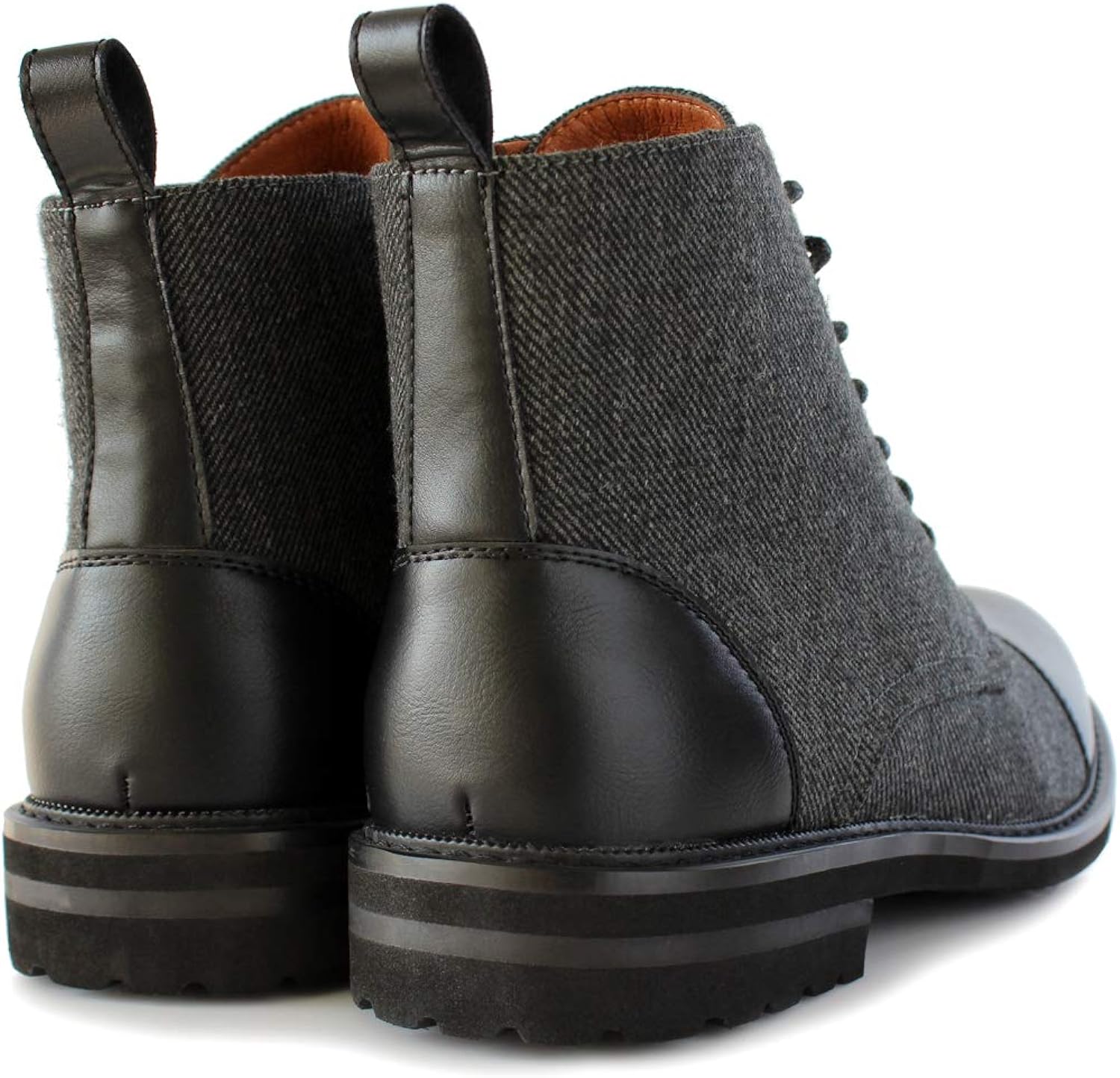 Men's Vegan Leather Black Lace Up Ankle Dress Boots