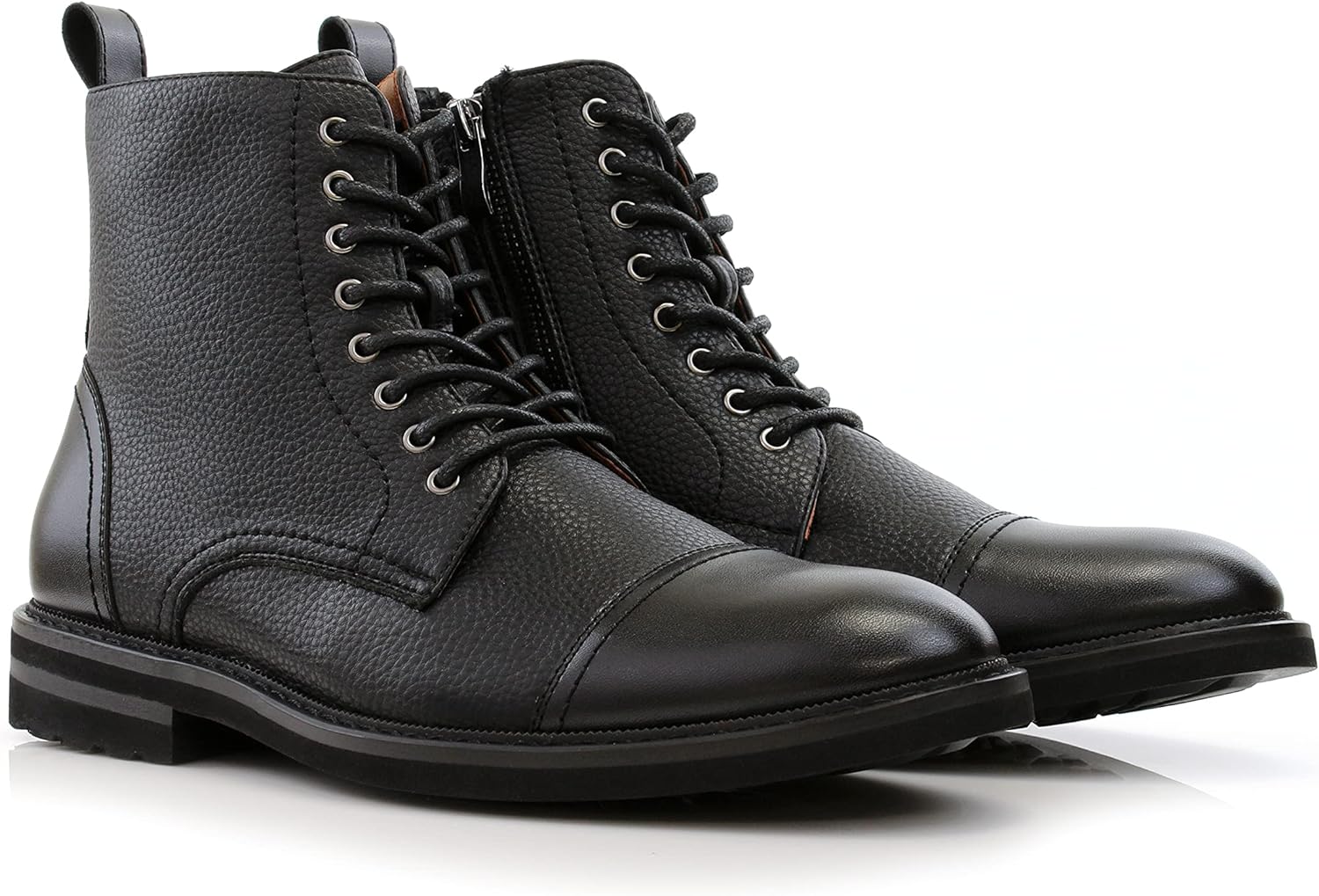Men's Vegan Leather Grey Lace Up Ankle Dress Boots