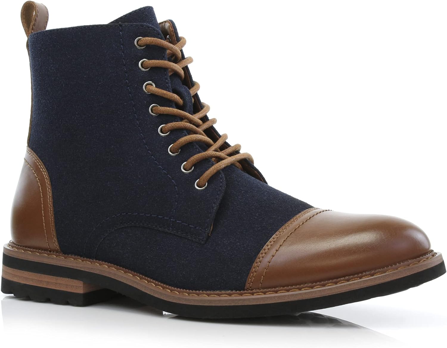 Men's Vegan Leather Grey Lace Up Ankle Dress Boots