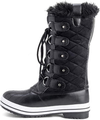 Waterproof Black Suede Tall Winter Snow Boots