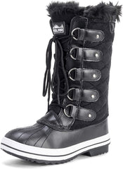 Waterproof Black Suede Tall Winter Snow Boots
