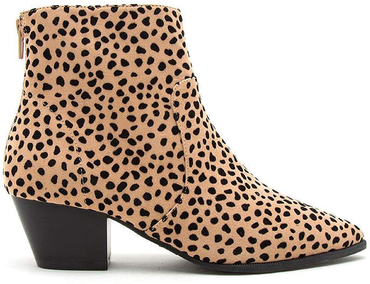 Heritage Shoe  Leopard Pointed Toe Ankle Boots