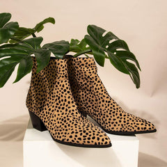 Heritage Shoe  Leopard Pointed Toe Ankle Boots