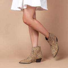 Heritage Shoe  Leopard Pointed Toe Ankle Boots