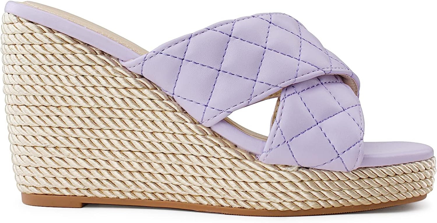 Braided Pink Open Toe Wedge Sandals