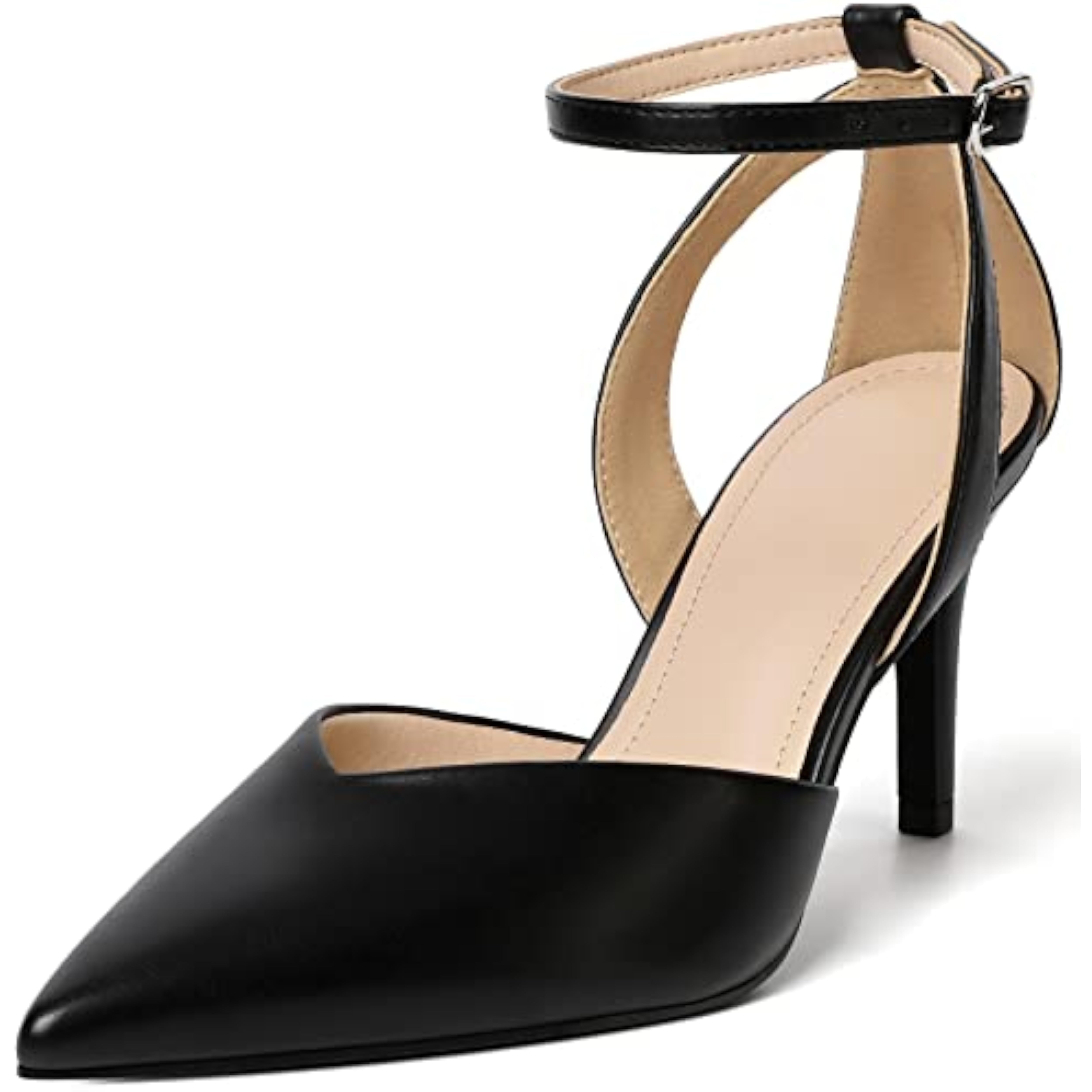 Chic Blue Ankle Strap Closed Toe 3 Inch Heels