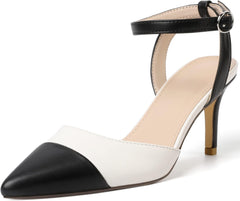 Chic Blue Ankle Strap Closed Toe 3 Inch Heels