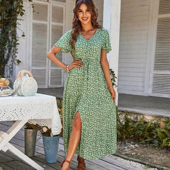 Vintage floral print maxi dress