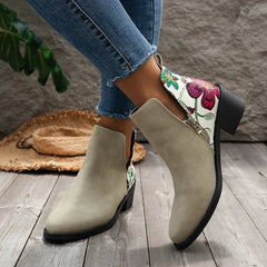 Chunky Women Ankle Chelsea Boots Casual Mid Heels Print Random Walking Shoes New Brand Pumps Dress Femme Zapatos