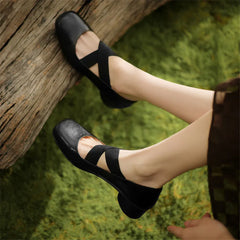 2024 New Spring Sheepskin Women Shoes Round Toe Low Heel Women Pumps Mary Jane Shoes for Women Shallow Ballet Leather Shoes