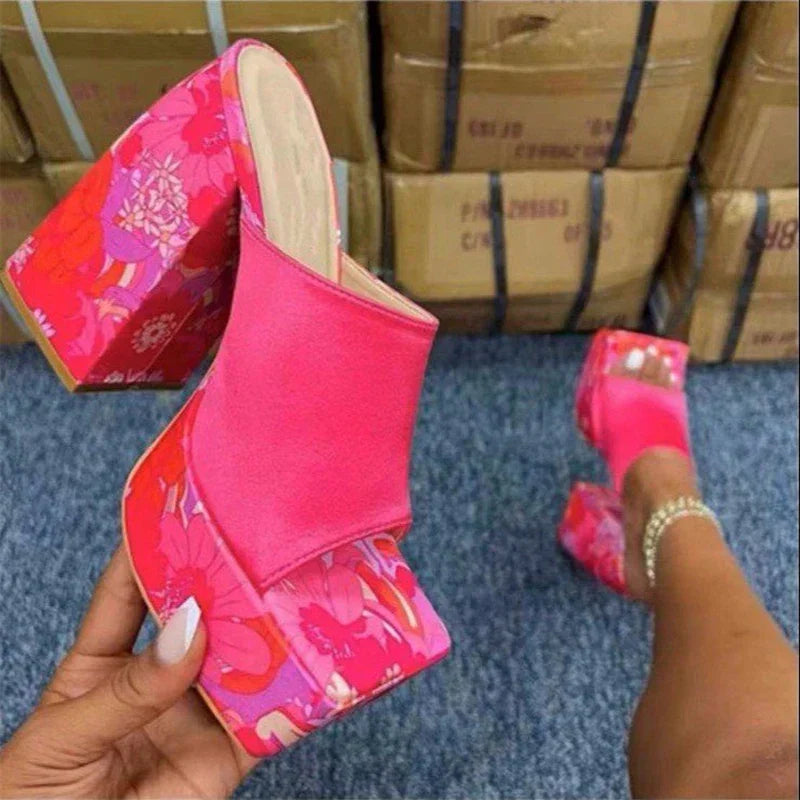 Chunky Platform High Heels Sandals Women Summer Thick Heeled Beach Slippers Woman Plus Size 43 Outdoor Slides Flip Flops