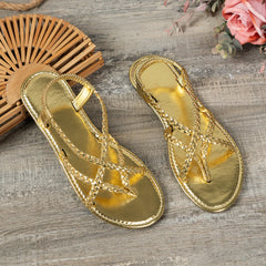 2024 New Rome Women Weave Sandals Peep Toe Flip-flop Flat Shoe Woman Casual Slides Ladies Summer Sandal Shallow Low Heel Shoes