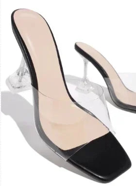 2024 New PVC Jelly Slippers Open Toed High Heels Women Transparent Heel Slippers Fashion Lady Shoes Sexy Slippers Plus Size