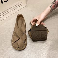 2024 Hot SummerNew Women's Outdoor Indoor Sandals Top Layer Cowhide Handmade Woven Women Casual Flat Bottomed Beach Woman Shoes