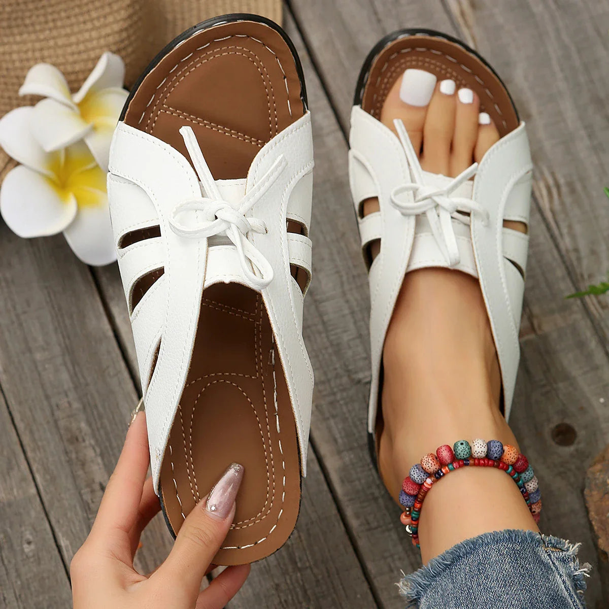 2024 Summer New Hot Women's Fashion Solid Color Open Toe Wedge Heel Sandals Outdoor Indoor Casual Comfortable Women Shoes