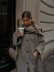 Wool Coat with Scarf