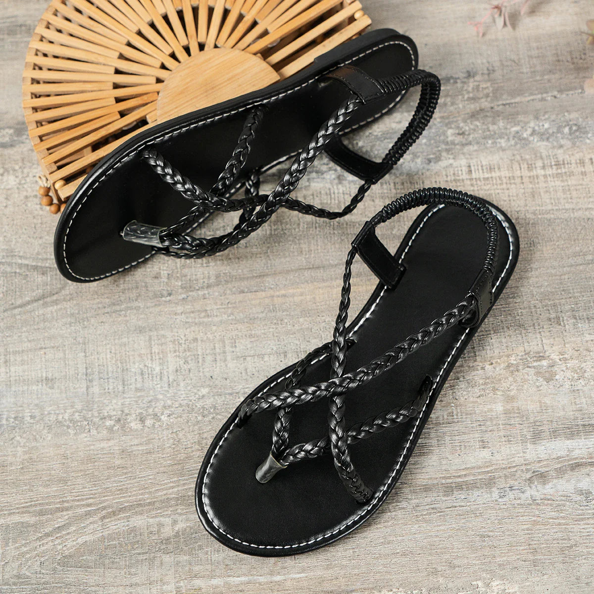 2024 New Rome Women Weave Sandals Peep Toe Flip-flop Flat Shoe Woman Casual Slides Ladies Summer Sandal Shallow Low Heel Shoes