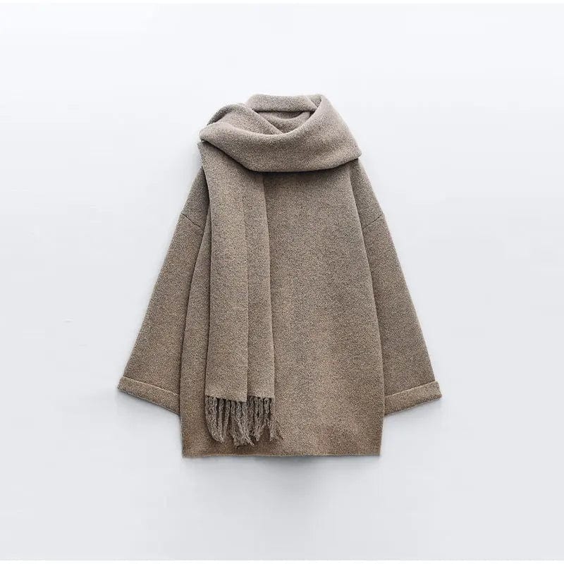 Wool Coat with Scarf