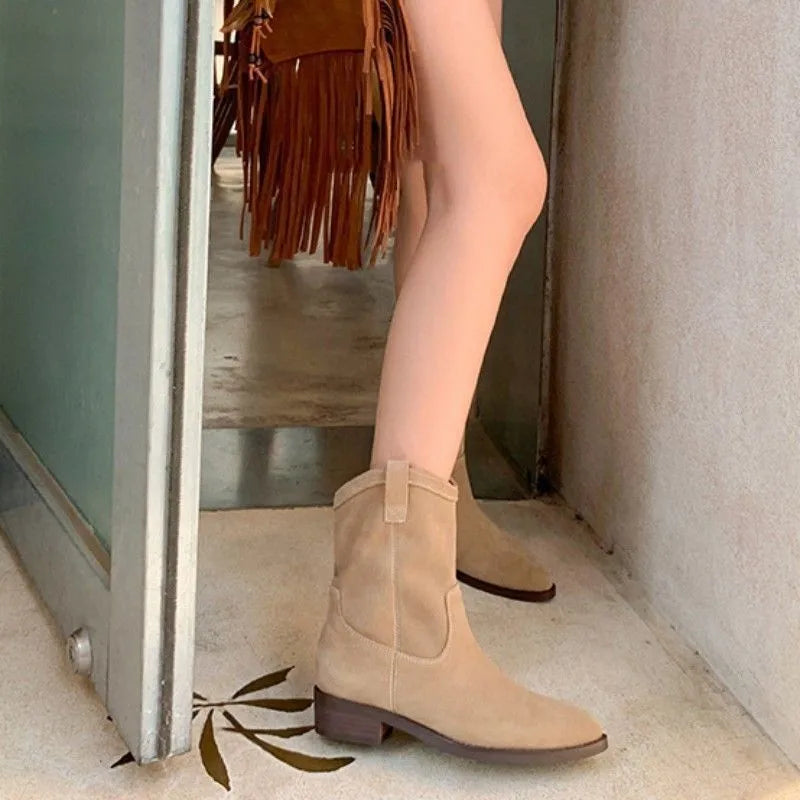 Boots Women New Shoes Luxury Designer silver  Ankle Fashion Pointy Med Ladies Rubber Autumn Rome Hoof Heels Flock Solid Sli