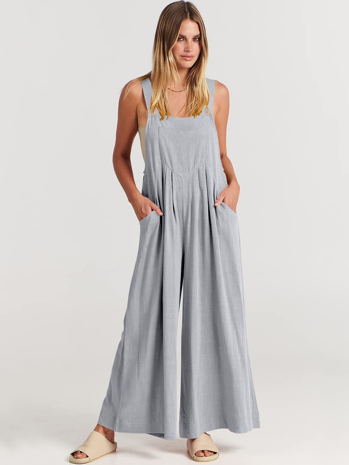 ROSA - SLEEVELESS JUMPSUIT WITH WIDE LEGS