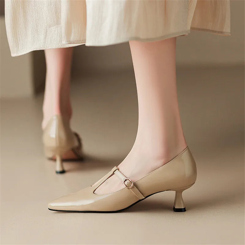 2024 Spring Summer Patent Leather Women Shoes Pointed Toe Shallow Women Pumps Mary Jane Shoes for Women High Heels Large Size