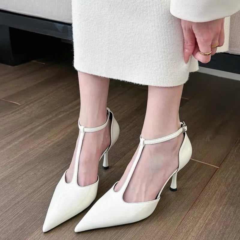 2024 New Summer High Heels Women's Backless Women's Shoes Fashion Solid Party Heels Women Sexy Pointy Heels Zapatos De Mujer