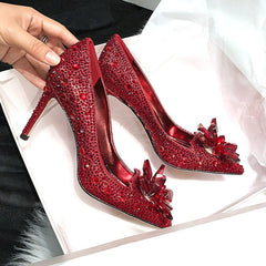 Cinderella Shoes Rhinestone High Heels Women Pumps Pointed toe Woman Crystal Party Wedding Shoes 5cm/7cm/9cm