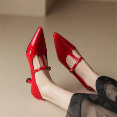 2024 Spring Summer Patent Leather Women Shoes Pointed Toe Shallow Women Pumps Mary Jane Shoes for Women High Heels Large Size