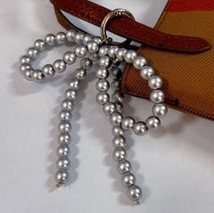 Korean Pearl Bow Shoe Buckle Accessories Cute Beaded Bag Pendant Key Chain Jewelry Personality Sweet Girl Shoe Decoration