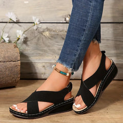 2024 Women Sandals Summer Ourdoor Middle heel Sandals Female Casual Plus Size 43 Shoes of Women's Socofy Retro Sandalis Woman