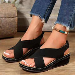 2024 Women Sandals Summer Ourdoor Middle heel Sandals Female Casual Plus Size 43 Shoes of Women's Socofy Retro Sandalis Woman