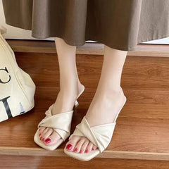 New Fashion Simple Ladies Hot Slippers Dew Feet High Heels Solid Color Comfortable Casual SlippersFashion Slippers 2024